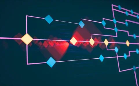  Network, node tree, concept, decission, connection. Node tree, flow chart... Foto stock