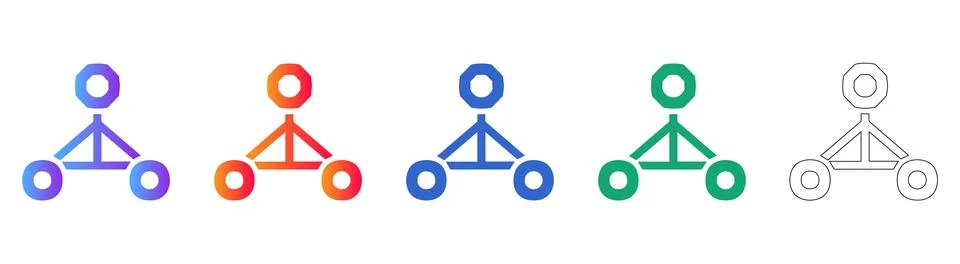 Network Node Tree Diagram Icon Set Illustrazione stock