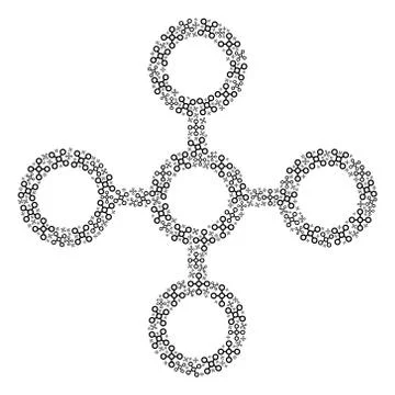 Network Node Vector Composition of Self Recursive Icons Stock Illustration