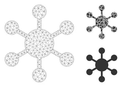 Network Node Vector Mesh Wire Frame Model and Triangle Mosaic Icon Stock Illustration