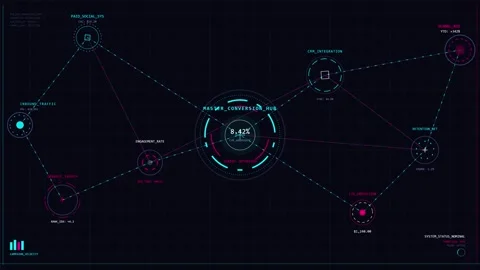 Network of Nodes and Connections Vector Illustration Stock Footage 339392058