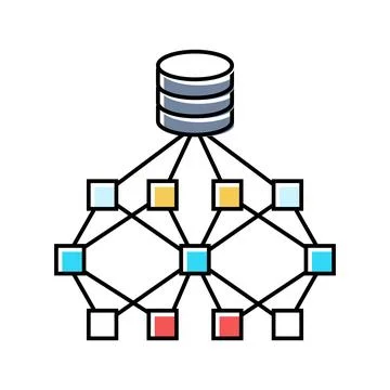 Network nodes big data color icon vector illustration Stock Illustration