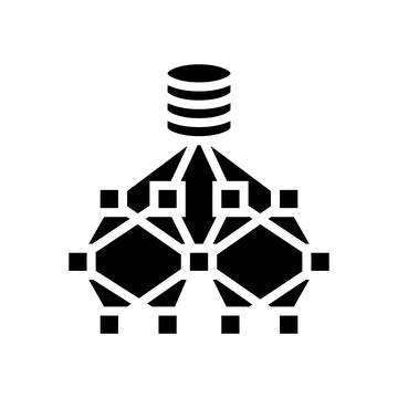 Network nodes big data glyph icon vector illustration Stock Illustration