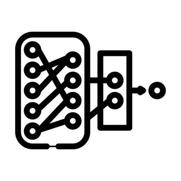 Network nodes big data line icon vector illustration Illustrazione stock