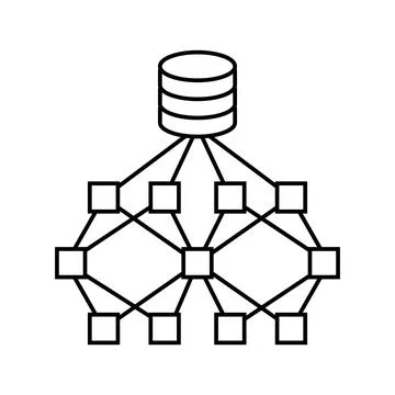 Network nodes big data line icon vector illustration Stock Illustration