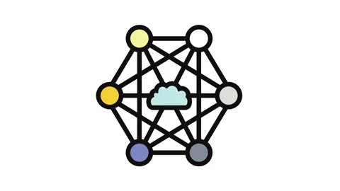 Network nodes cloud computing color icon animation Stock Footage 326108368