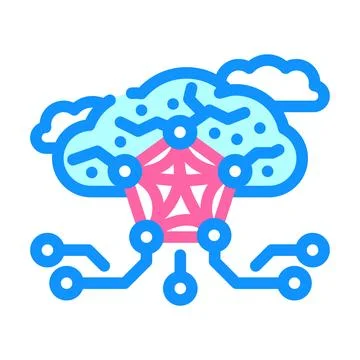 Network nodes cloud computing color icon vector illustration Illustrazione stock