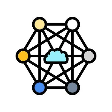Network nodes cloud computing color icon vector illustration Illustrazione stock