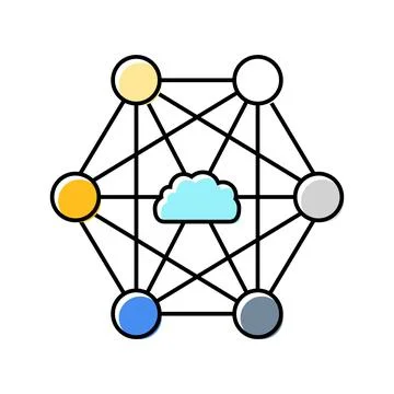 Network nodes cloud computing color icon vector illustration Stock Illustration