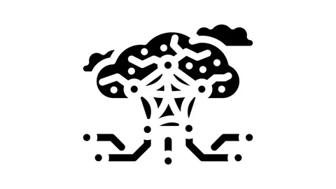 Network nodes cloud computing glyph icon animation Stock Footage 326735947