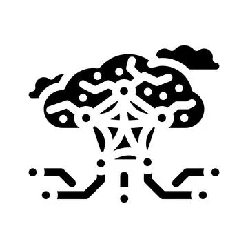 Network nodes cloud computing glyph icon vector illustration Illustrazione stock