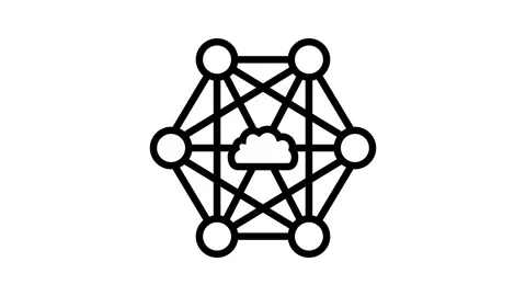 Network nodes cloud computing line icon animation Stock Footage 326125867