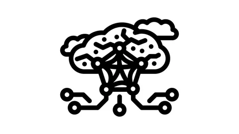 Network nodes cloud computing line icon animation Stock Footage 326751997