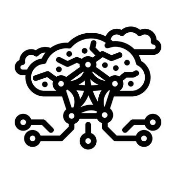 Network nodes cloud computing line icon vector illustration イラスト素材