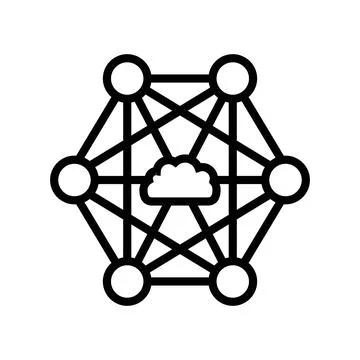 Network nodes cloud computing line icon vector illustration Stock Illustration