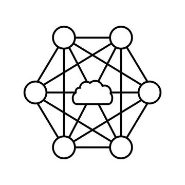 Network nodes cloud computing line icon vector illustration Stock Illustration