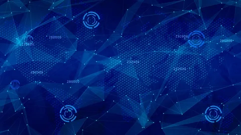 Network with nodes connected background. Global network concept Stock Footage 112910747