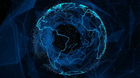 Network with nodes connected background. Global network concept Stock-Footage 132777322
