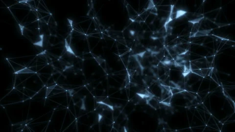 Network nodes with connected bright glowing dots and lines moving smoothly on Stock Footage 115697647