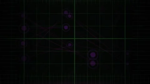 Network Nodes Connecting on Dark Green Grid Background for Purple Technolog.. 動画素材 343741902