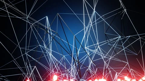 Network nodes  in the data cloud spreading out and expanding Stock Footage 137530437