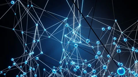 Network nodes  in the data cloud spreading out and expanding Stock Footage 138741022