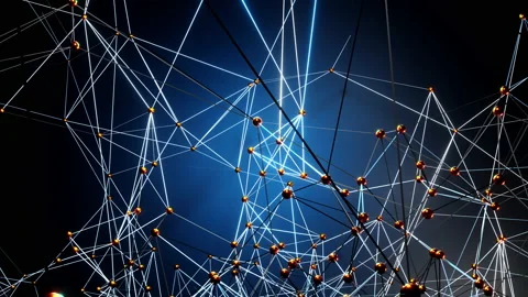 Network nodes  in the data cloud spreading out and expanding Stock Footage 139052347