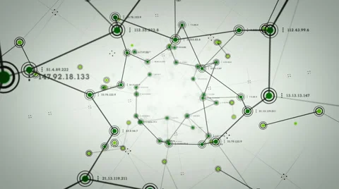 Network Nodes Green Lite Stock Footage 51030779
