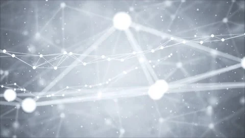 Network nodes greyscale plexus Loop background. Net grid of node points, lines Stock Footage 140650114