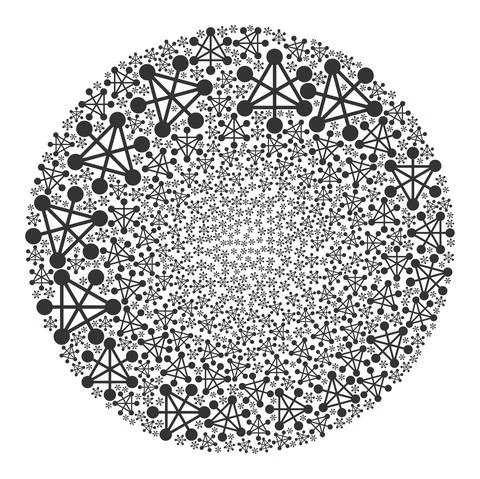 Network Nodes Icon Spheric Bubble Mosaic Stock Illustration