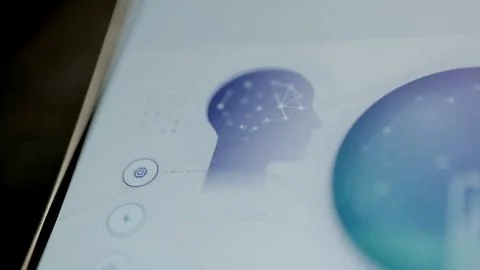 Network nodes inside human head silhouette Stock Photos
