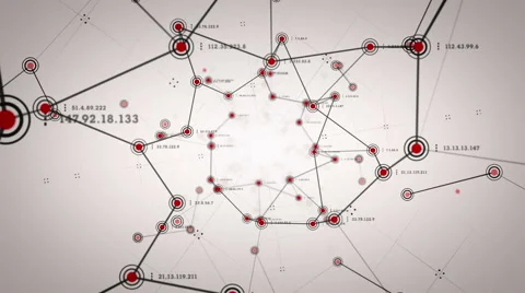 Network Nodes Red Lite Stock Footage 51030989