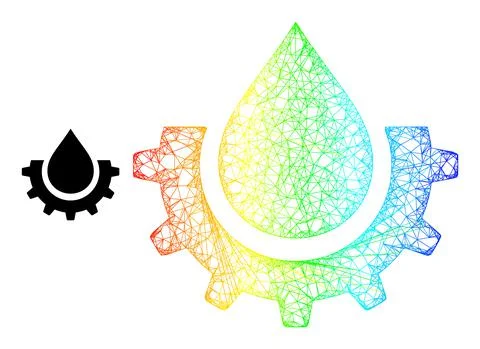 Network Oil Industry Web Mesh Icon with Spectral Gradient Stock Illustration