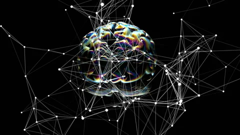 Network operation. Connection of objects in consciousness. Rotating brain Stock Footage 93997925