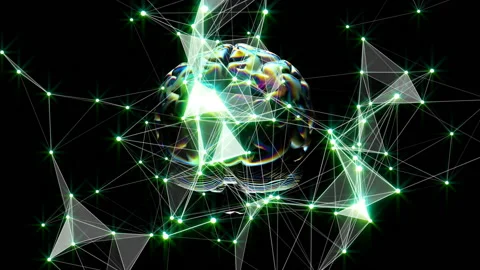 Network operation. Connection of objects in consciousness. Interrelation. Green Vídeo Stock 93998973