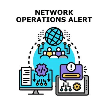 Network operations alert detecting system issues Stock Illustration