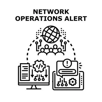Network operations alert detecting system issues 库存插图