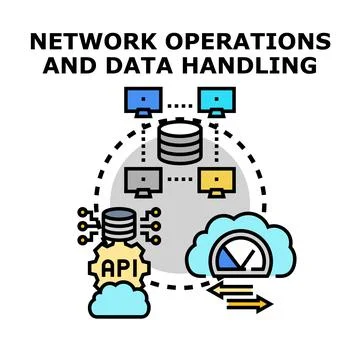 Network operations and data handling concept illustration Stock Illustration