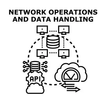 Network operations and data handling concept illustration Illustrazione stock