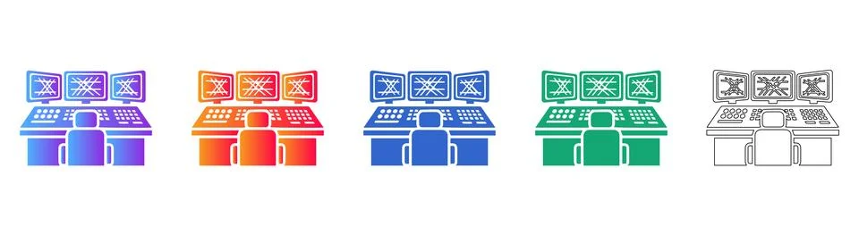 Network Operations Center Dashboard Icons Stock Illustration