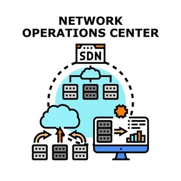 Network operations center managing cloud infrastructure and data analytics 스톡 일러스트