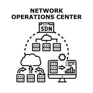 Network operations center managing cloud infrastructure and data analytics イラスト素材