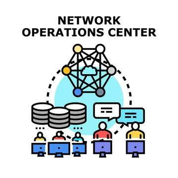 Network operations center managing data security systems Stockillustratie