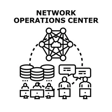 Network operations center managing data security systems Illustrazione stock