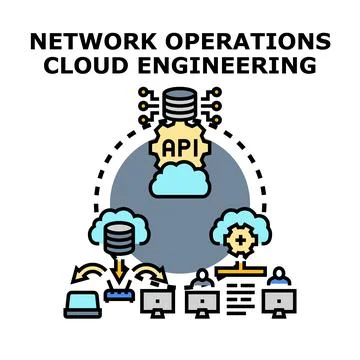 Network operations cloud engineering concept illustration Stock Illustration