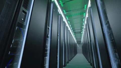 Network Operations Control Center with Server Racks 4K Vídeo Stock 347071228