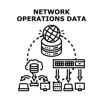 Network operations data illustrating global information exchange, cloud compu Stock Illustration