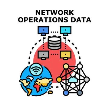 Network operations data managing global cyber connections Stock Illustration
