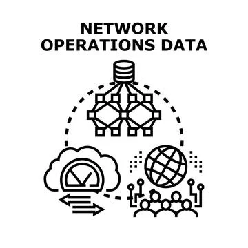 Network operations data managing global cloud analytics Stock Illustration