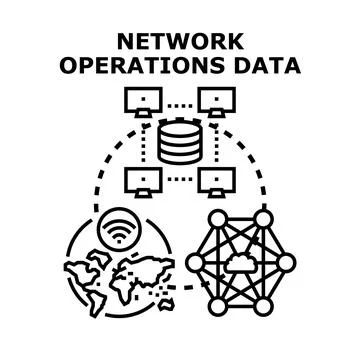 Network operations data managing global cyber connections Stock Illustration